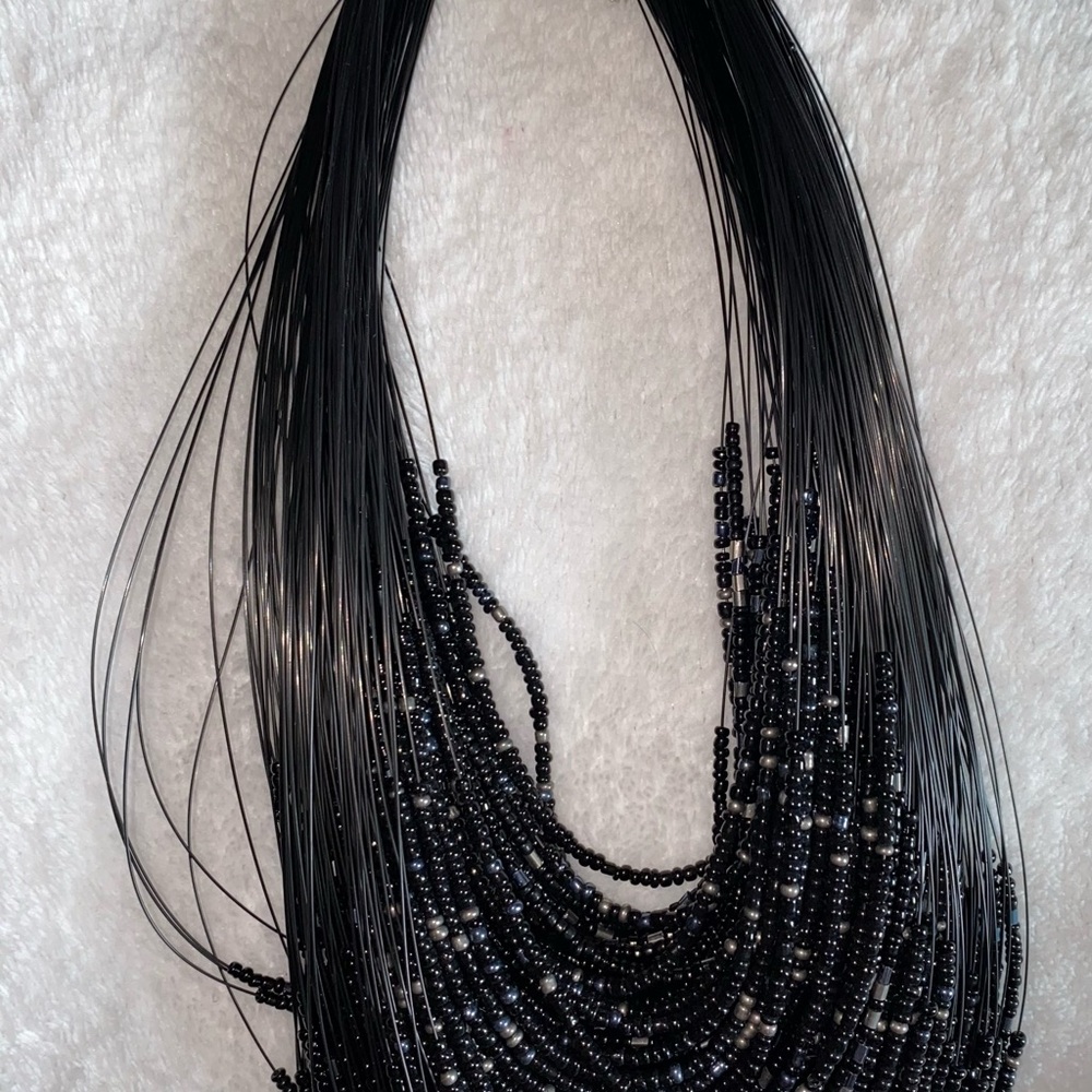 1 necklace Boho chunky multi strand seed beaded
